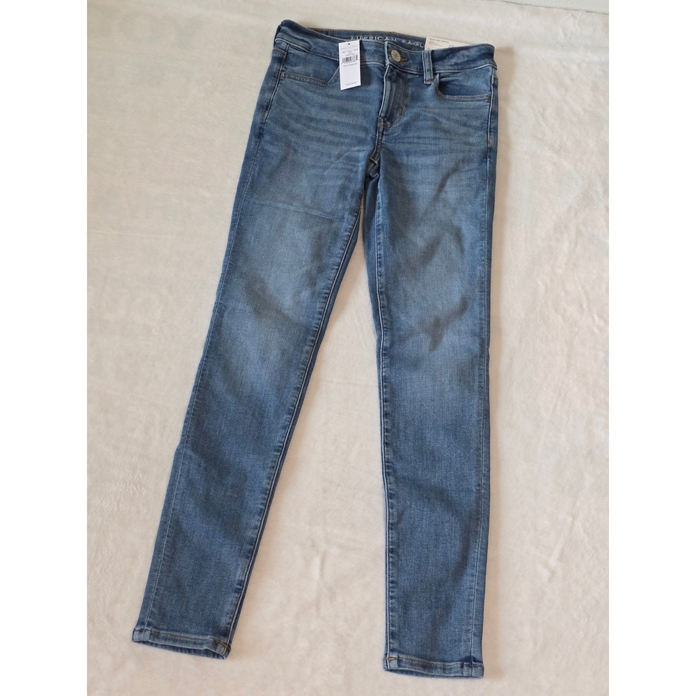 American Eagle Next Level Stretch Jegging Brilliant Blue Low Rise Jeans 0 25W